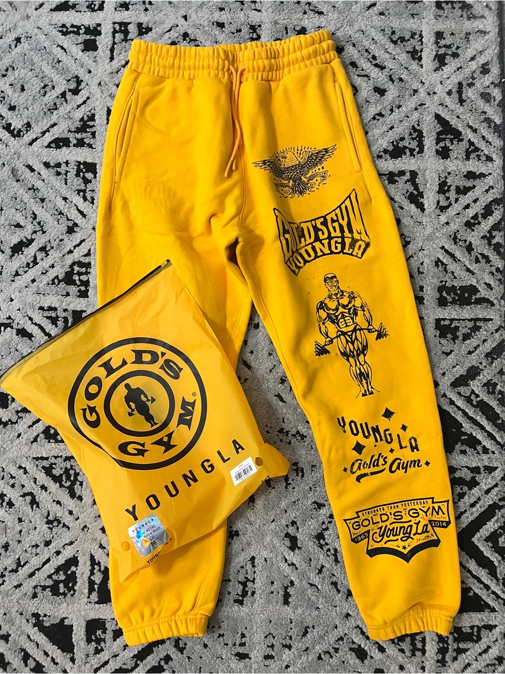 Men’s YoungLA Gold’s Gym Yellow Graphic Sweatpants